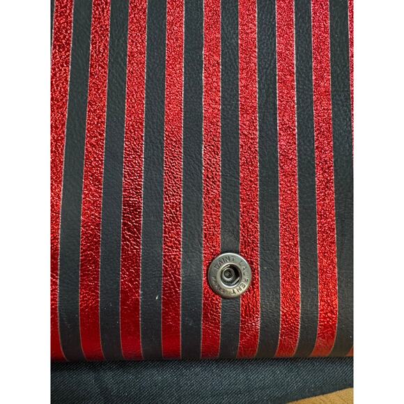 Saint Laurent Metallic Striped Monogram Chain Wallet in Red/Black - Picture 13 of 16